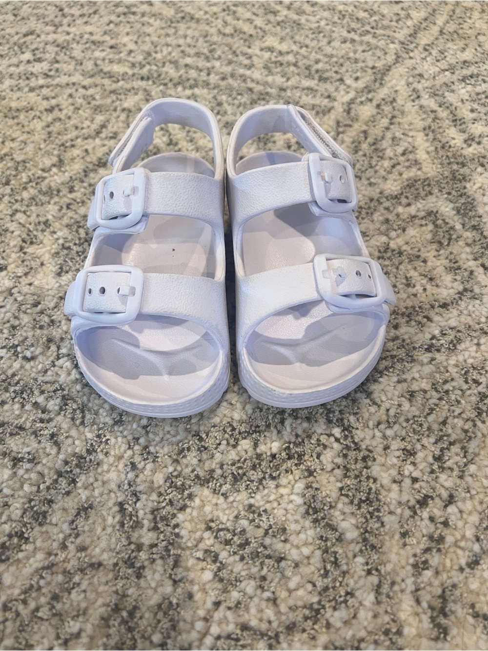 Kids White Adjustable Double-Strap Sandals